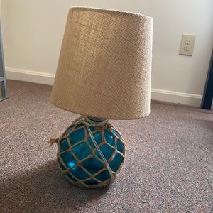 Teal and tan lamp